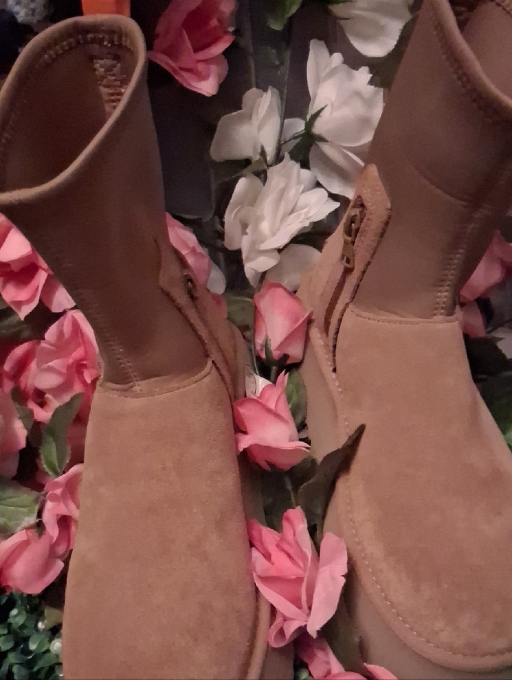 UGG Tan Suede Platform Ankle Boots